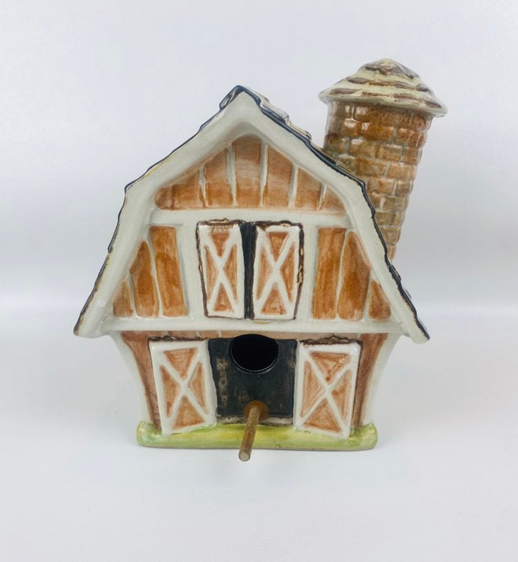 Vintage Louisville stoneware pottery made in Kentucky barn with silo Bird House