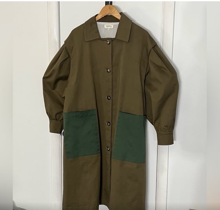 Ghospell oversized balloon sleeve contrast trench coat