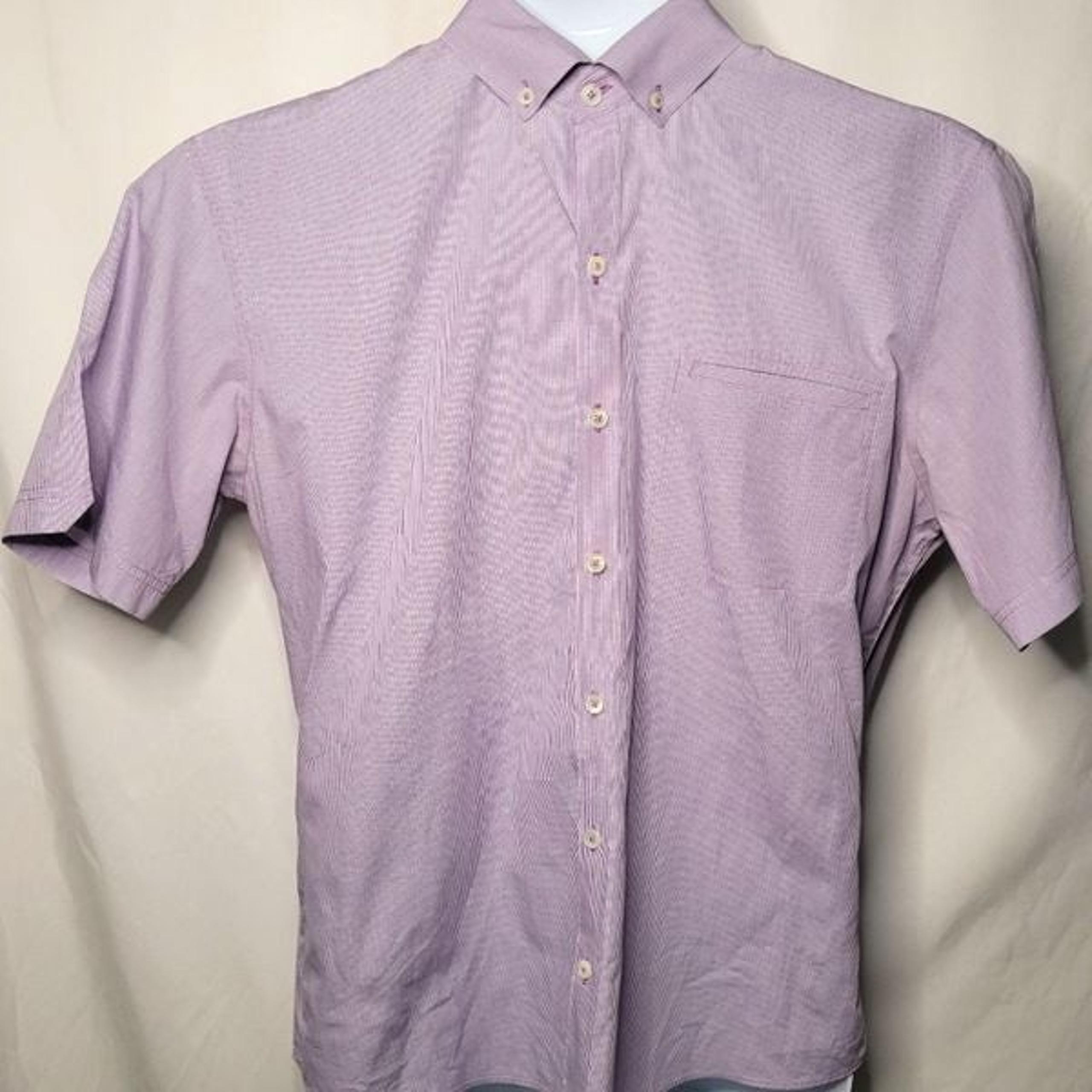 Zachary Prell Mens Purple Checkered Short Sleeve Button Down Casual Dress Shirt