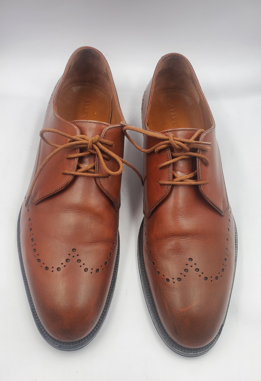 Allen Edmonds LUCCA Brogue Cognac Derby Shoes Mens Size 11 D Made In ITALY