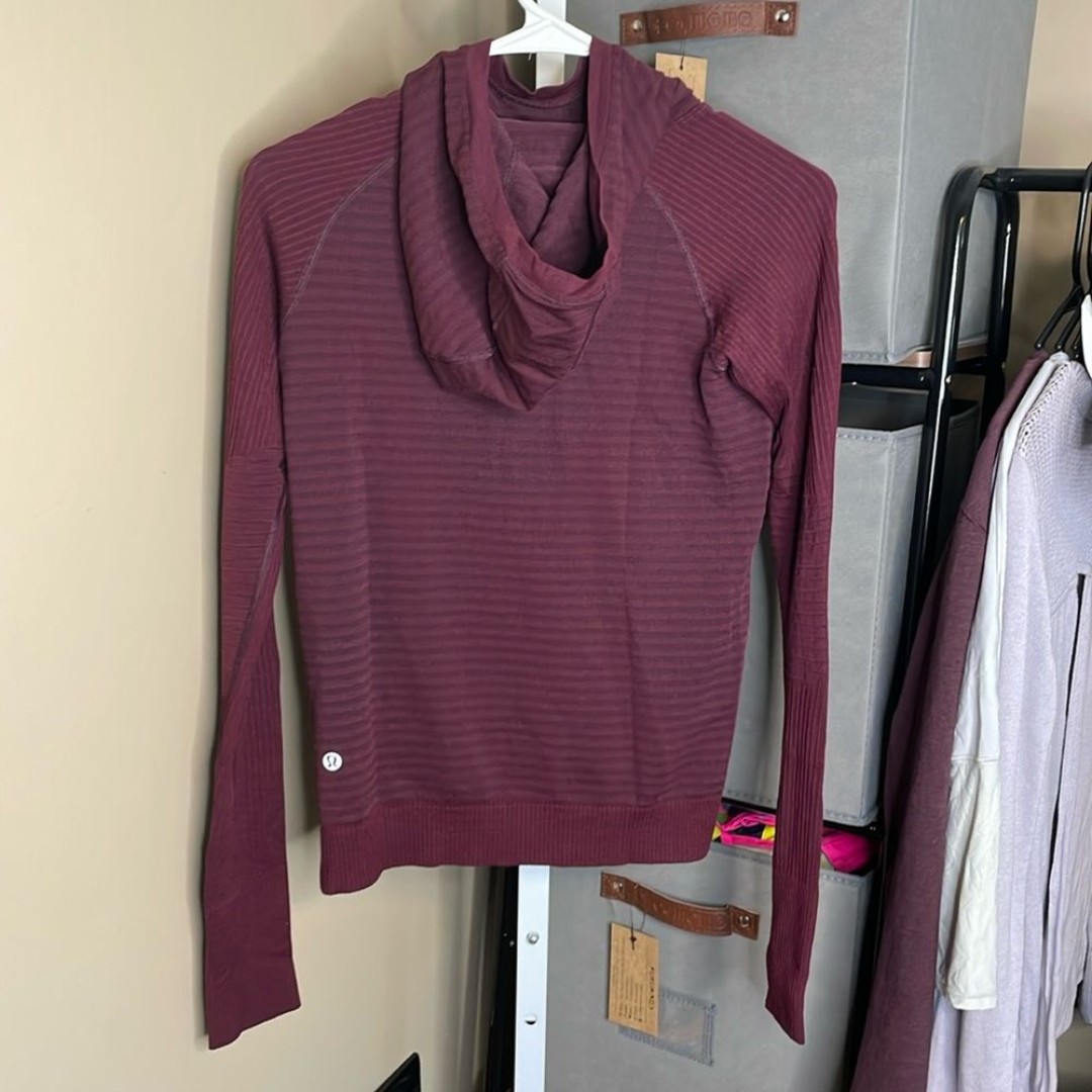 499 Lululemon Keep The Heat Thermal Hoodie Sz 10 Dark Adobe Merino Wool