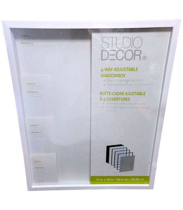 Studio Decor - White 4-Way Adjustable Shadowbox Frame 16x20 | Up to 1 Depth