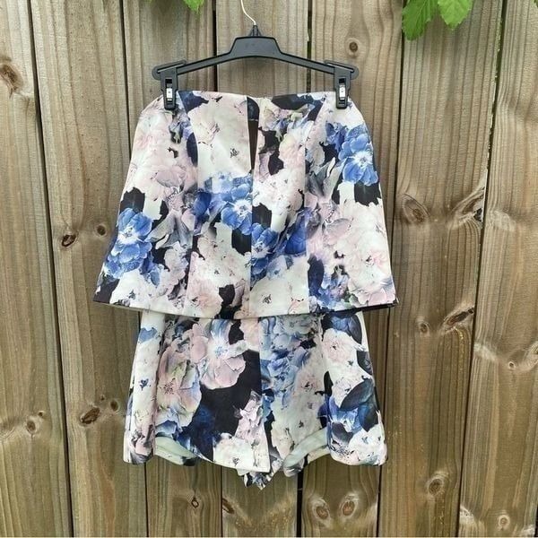 Anthropologie Brand Keepsake To The Point Floral Strapless Short Romper