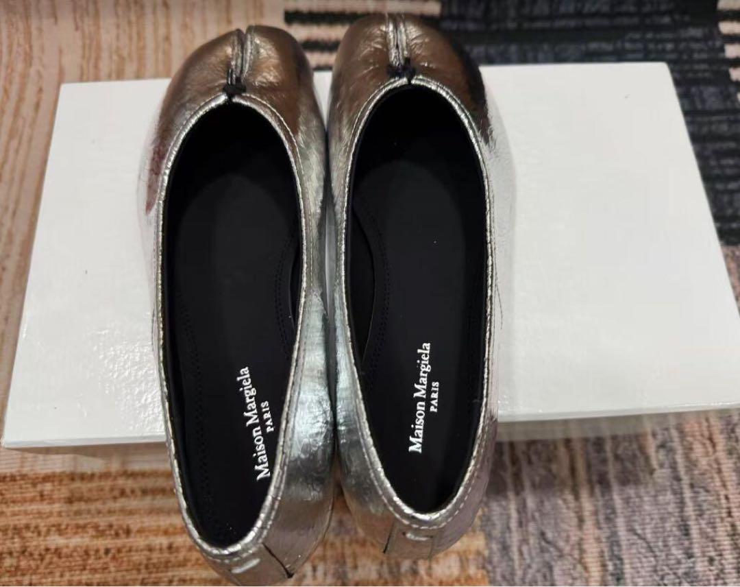 Maison Margiela Tabi Ballet Flats, Silver, Size 38