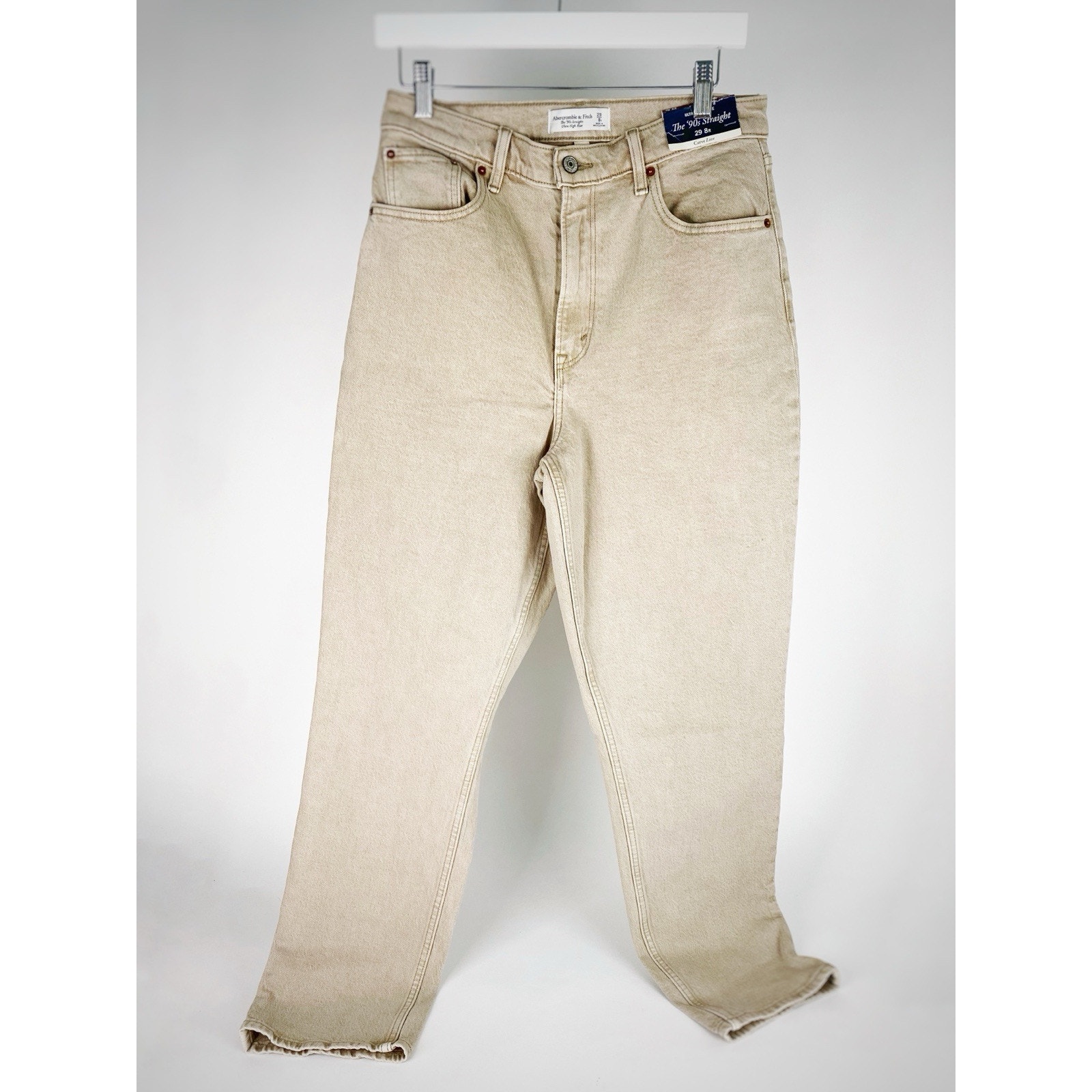 Abercrombie & Fitch Women’s 90s Straight High Rise Curve Love Jeans Sz 29 8R Oat