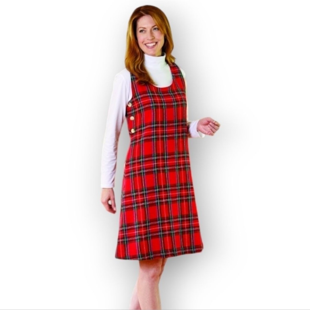 The Vermont Country Store The Magic of Tartan Plaid jumper dress Small