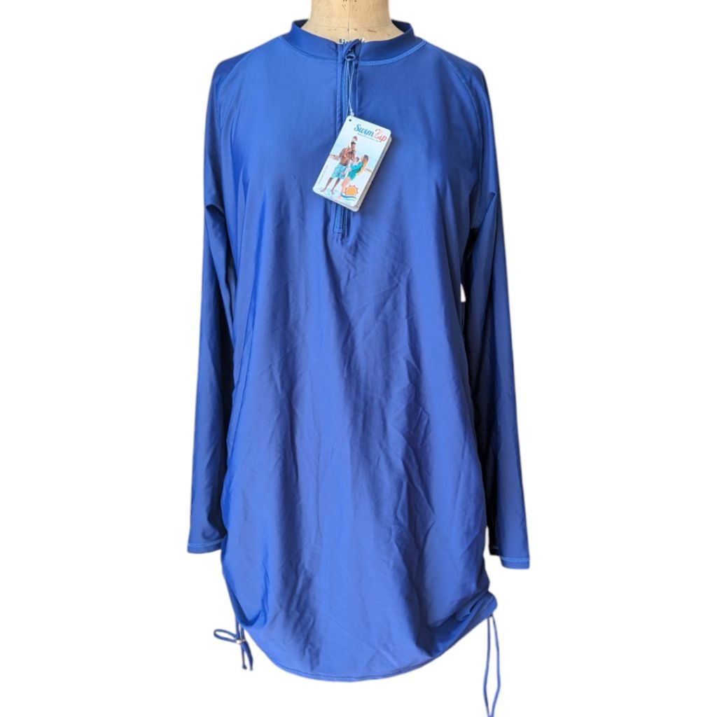 SwimZip UPF 50+ Long Sleeve Navy Cover Up Women's Size XL Athleisure NWT Travel