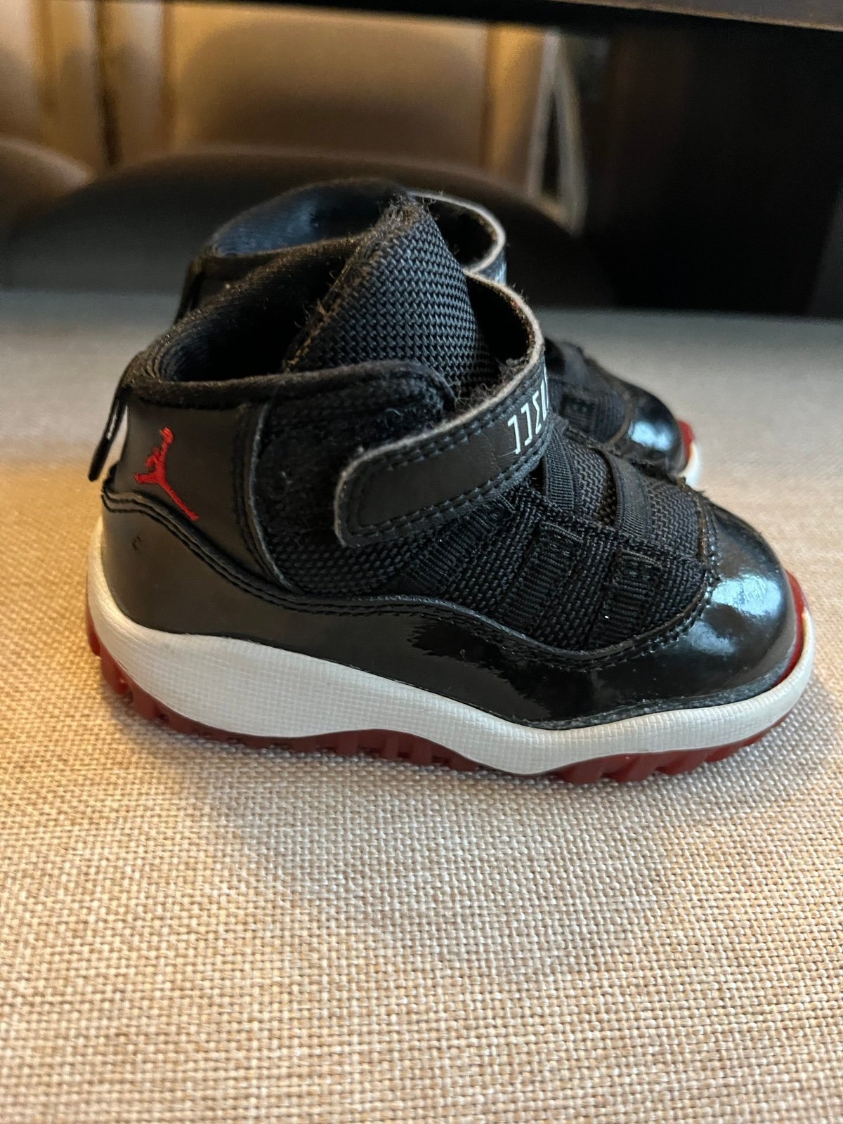 Jordan 11 sneakers black white and red size toddler 5c