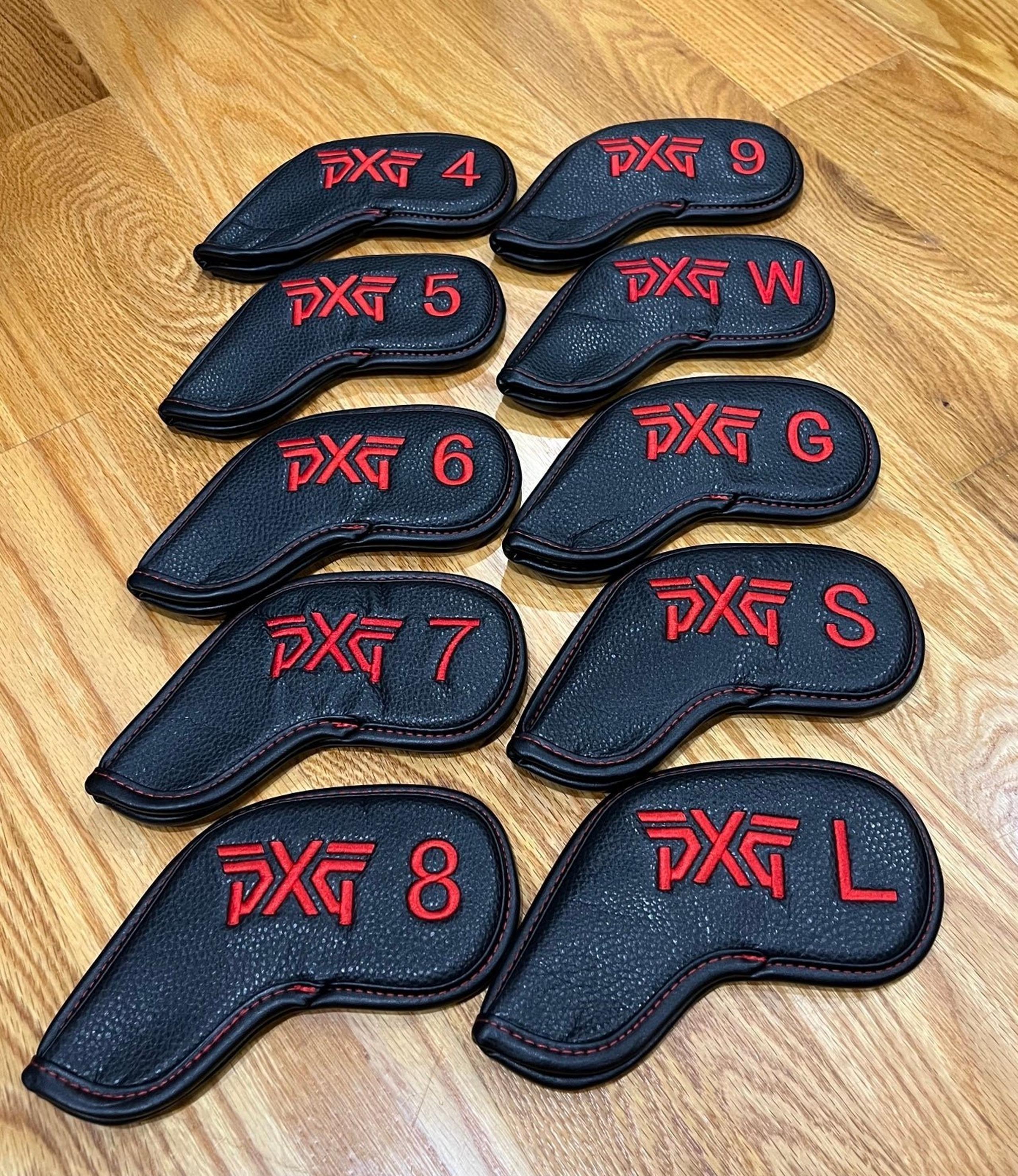 For Lefties! [MAGNETIC] PXG  Iron Head Cover 10Pcs 4-W, G, S, L (Black & Red)