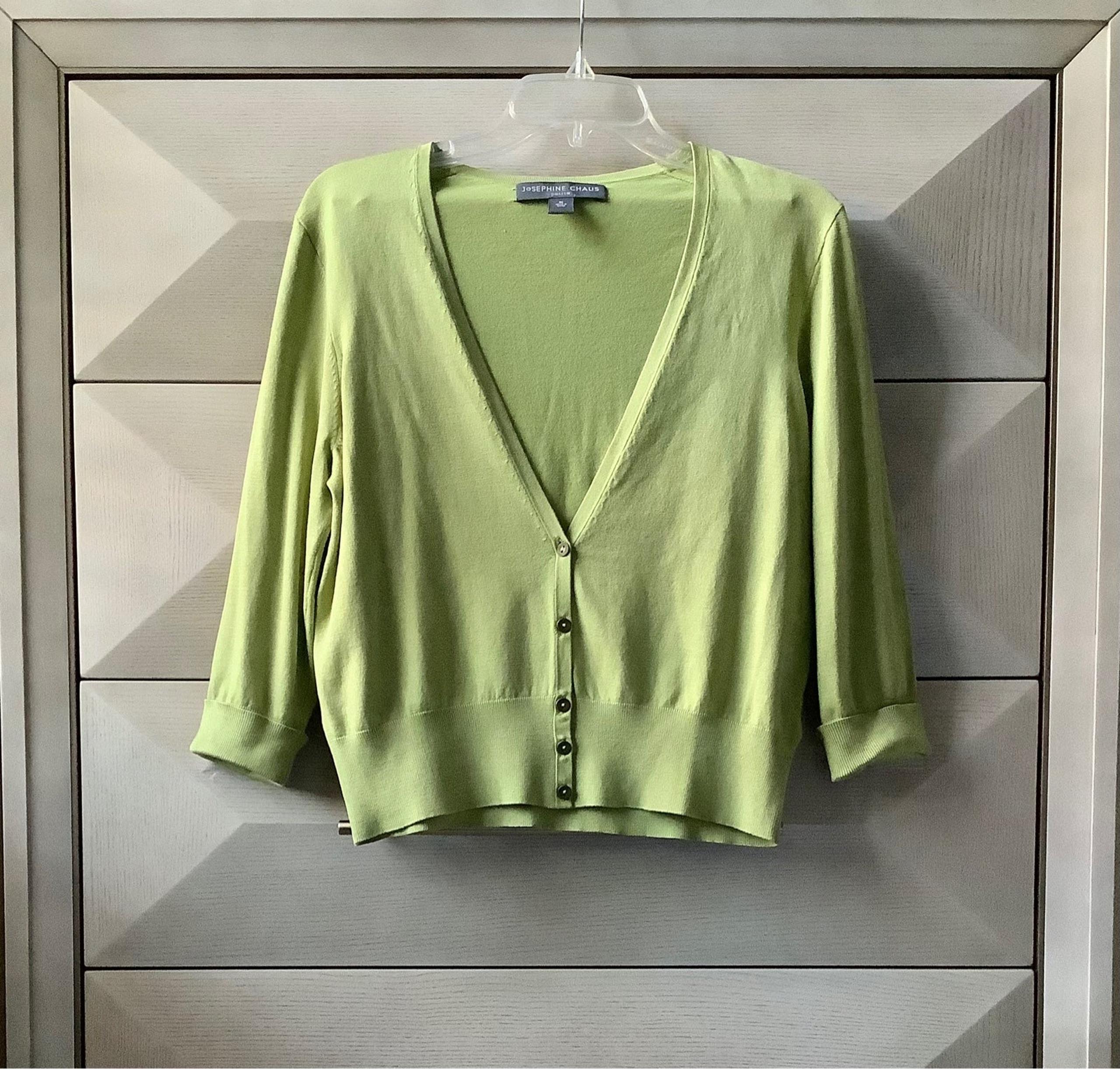 JOSEPHIN CHAUS LIME GREEN WOMEN’S CARDIGAN SWEATER- SIZE M