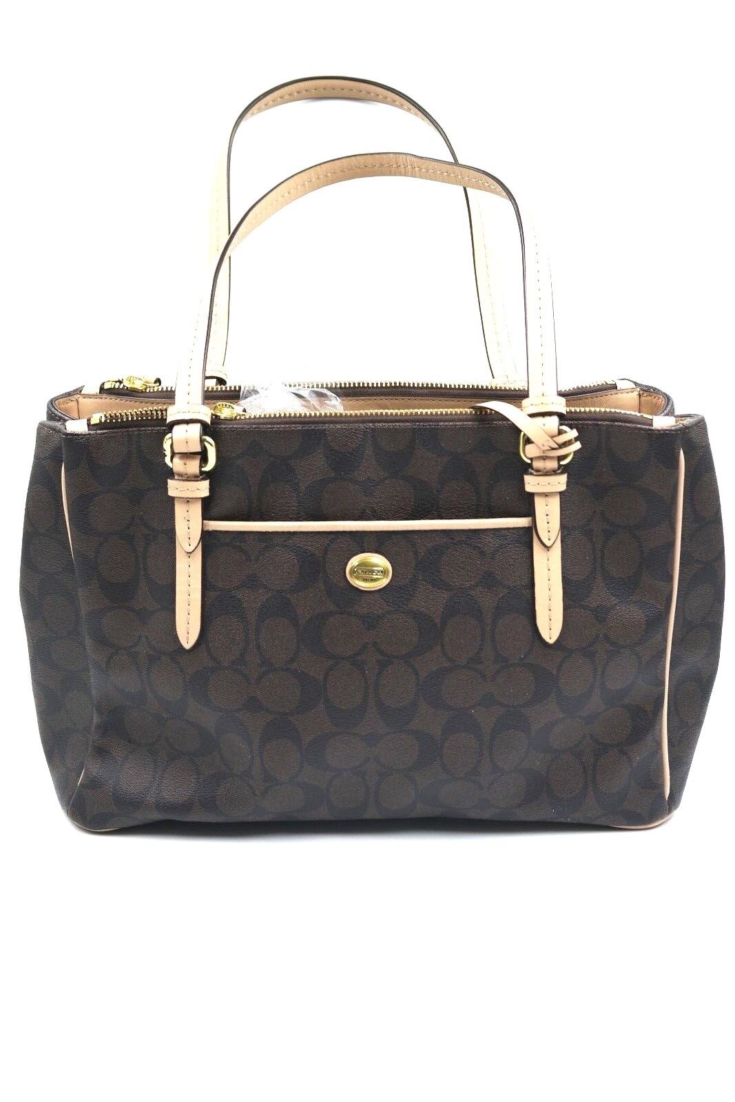 Women's Coach F26187 Peyton Signature Brown/ Tan Red Tag Bag Purse