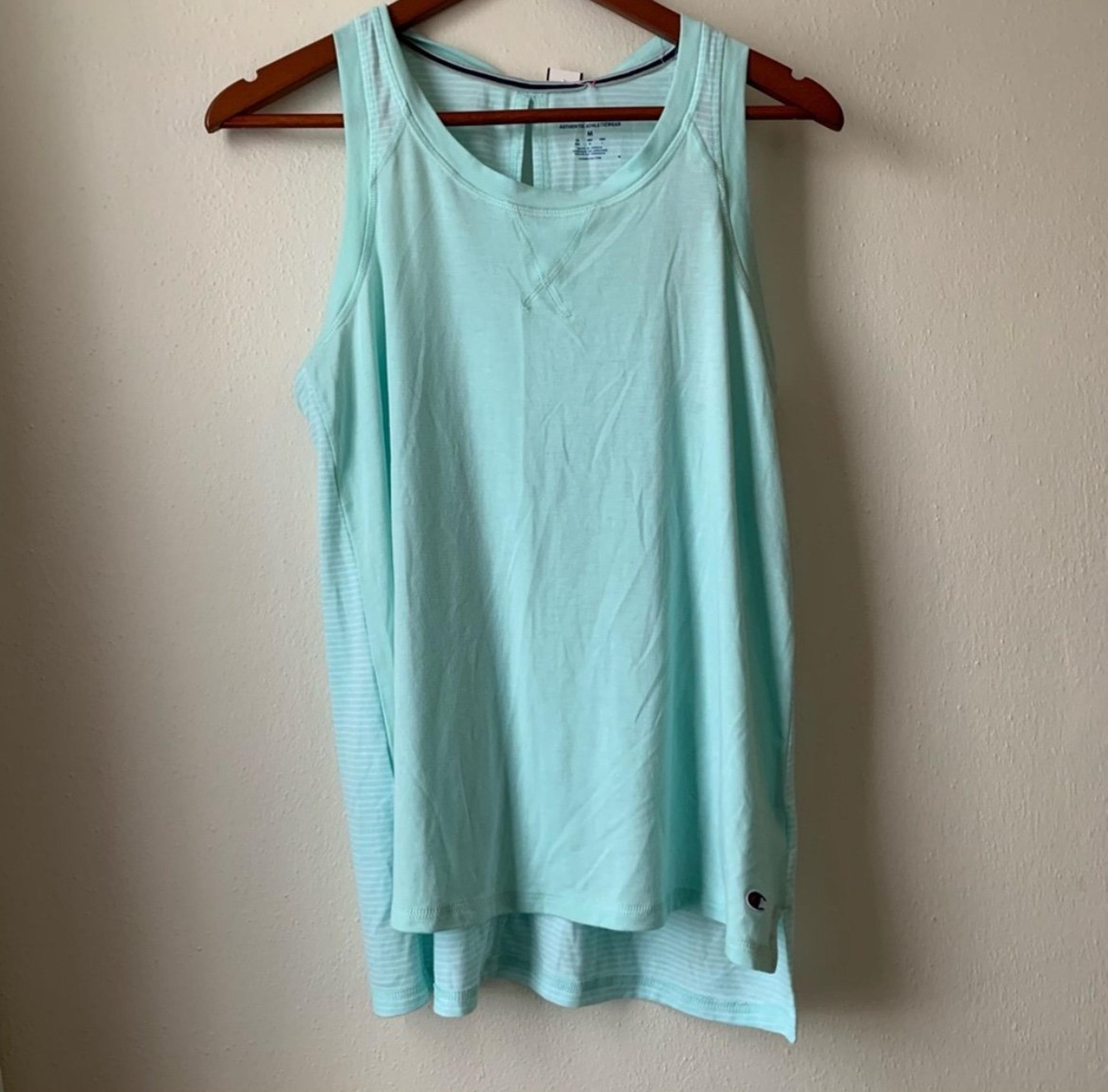 M Champion Mint Green and Stripe Super Soft Workout Tank