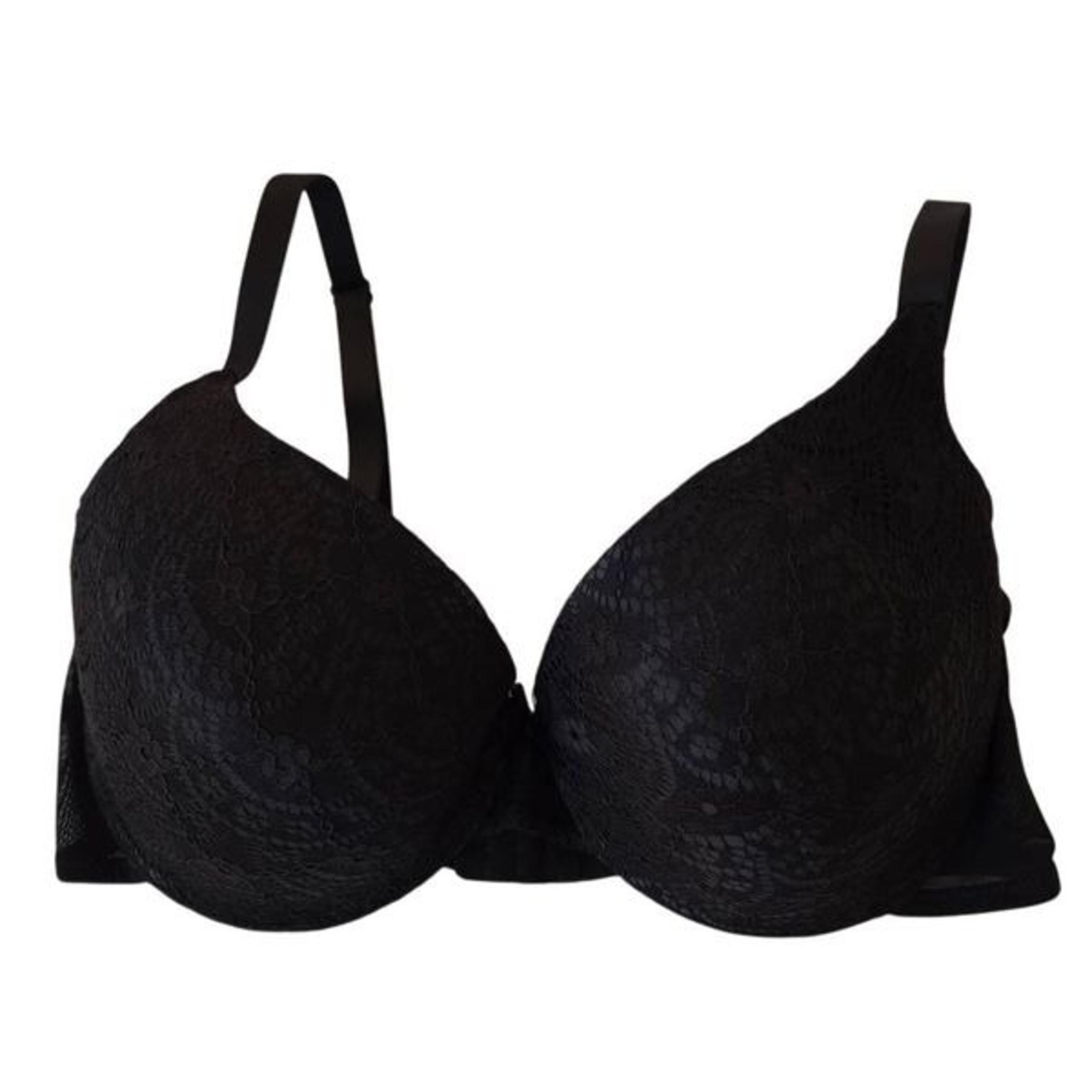 NWOT Delta Burke Womens Floral Lace Overlay Padded Push-up Bra Black Size 42D