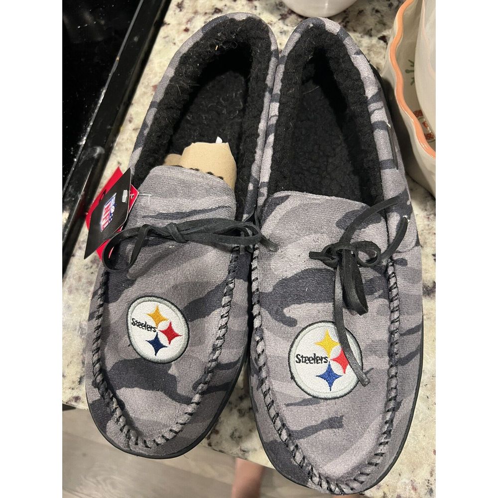 NFL Pittsburgh Steelers Men's Colored Moccasin Slippers camo Large 11-12 NWT