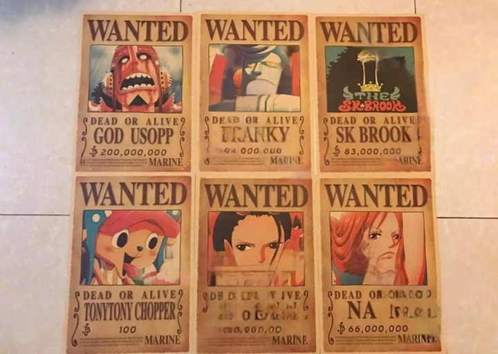 New 10 piece Anime One Piece Crew Wanted Posters Kraft Paper
