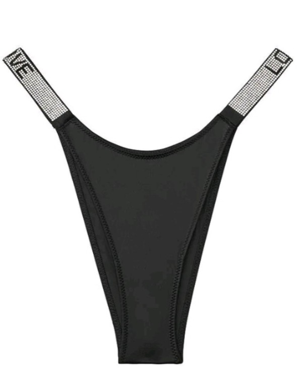 Victoria Secret - Shine Strap Bling LOVE Logo Brazilian panty (Black)-M