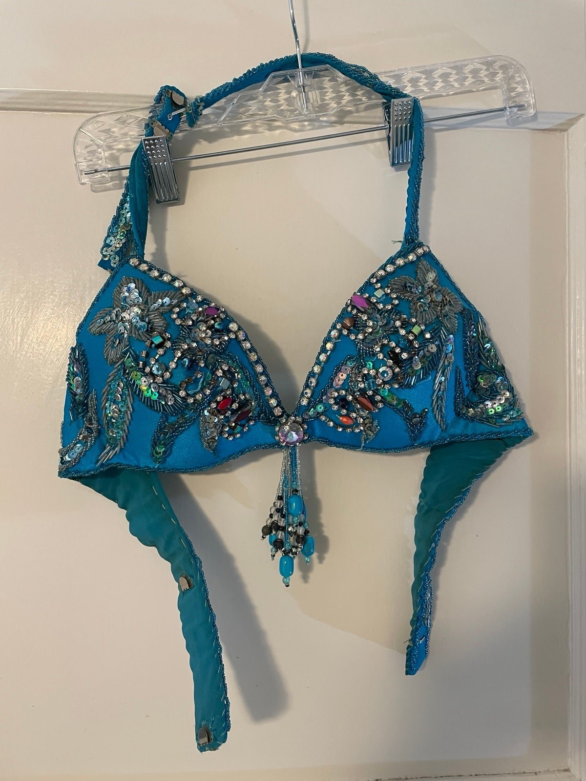 Belly Dance Costume Beaded Top Blue