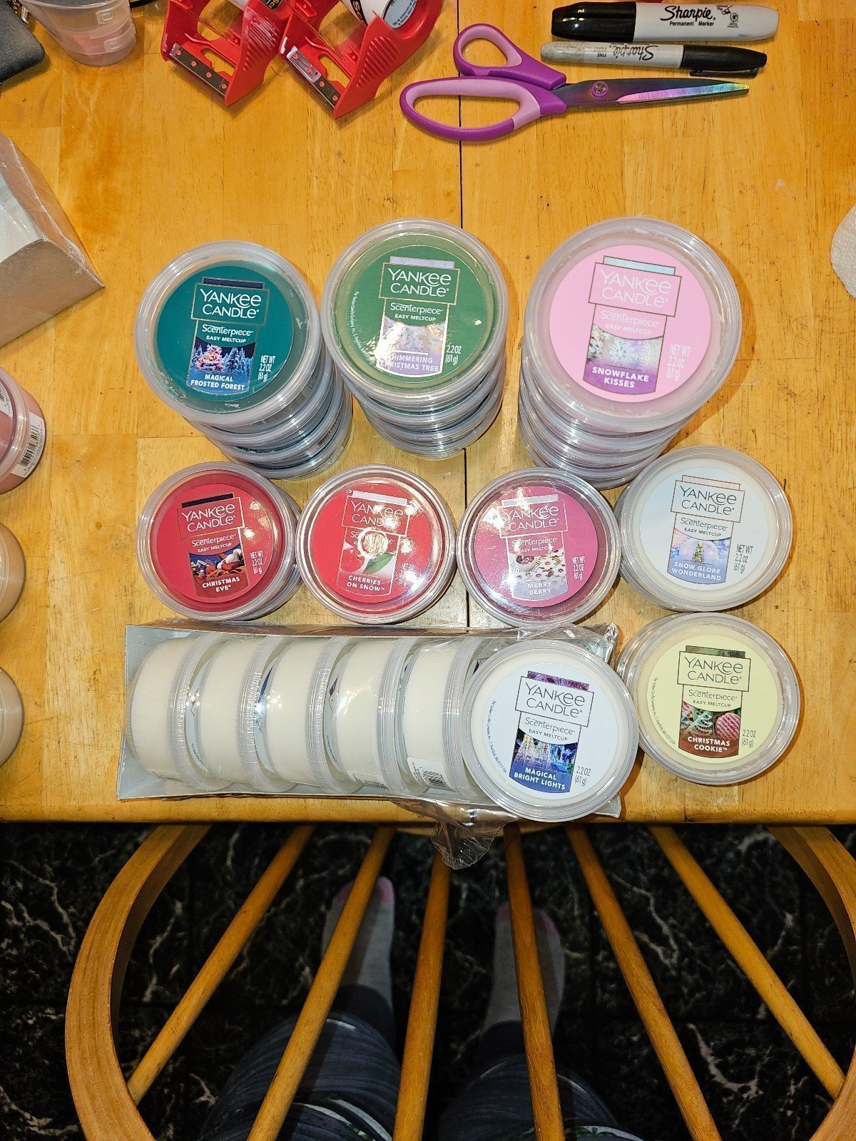 Bundle of 29 Yankee Candle Winter/Christmas MeltCups and 1 Happy Wax Warmer