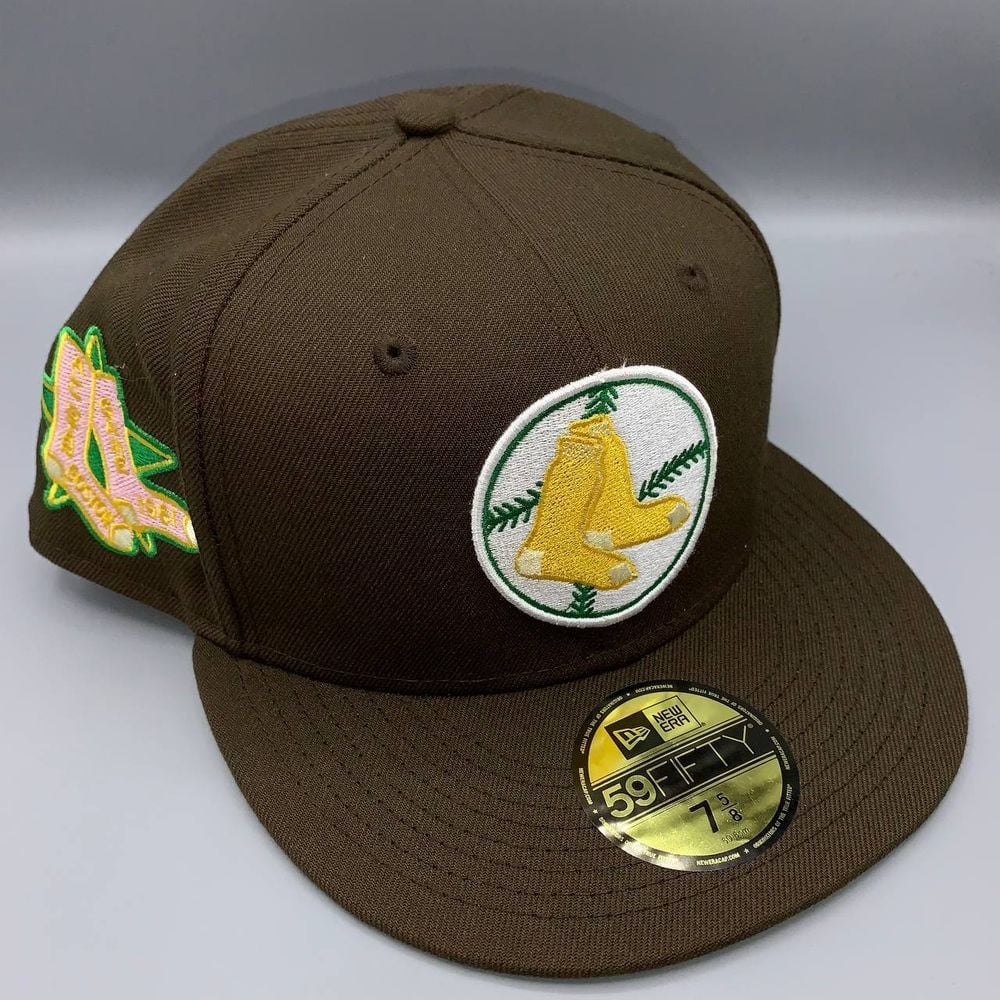 Boston Red Sox Hat Men 7 5/8 Brown Green 59Fifty New Era Fitted Cap