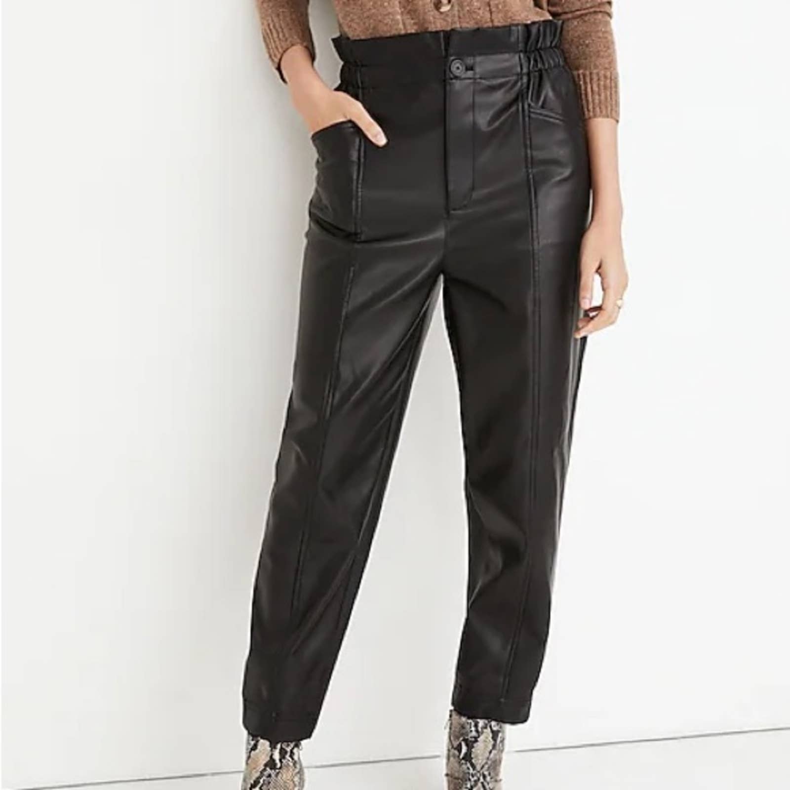 Madewell Women’s Vegan Leather Pull On Paperbag Pants NWT