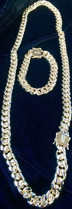 CUBAN LINK 18K GOLD CHAIN BRACELET ITALY