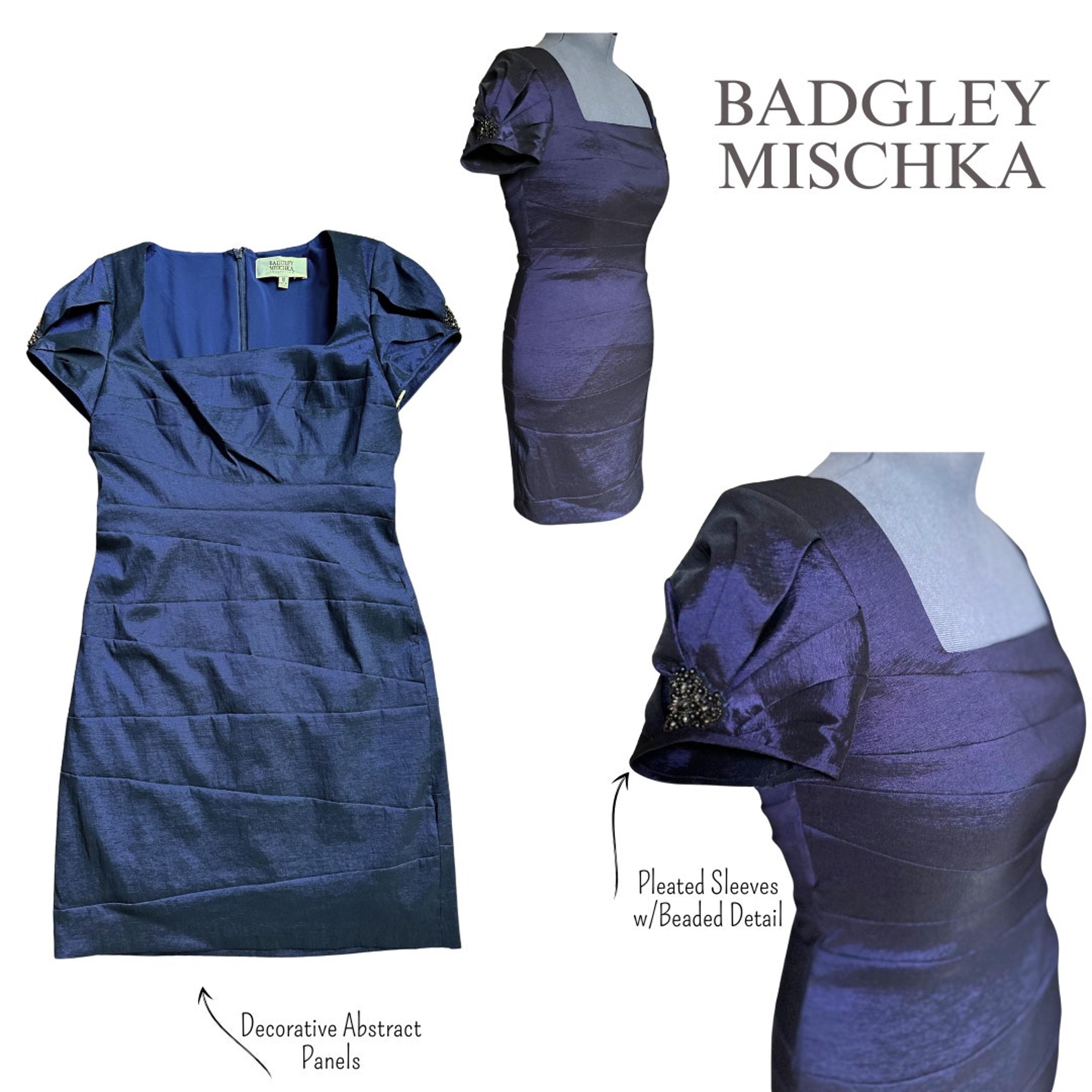 NWT Badgley Mischka Blue Dress SpecialOccasion WeddingGuest Derby Cocktail Party