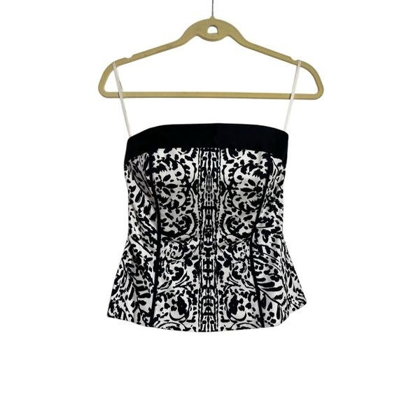 White House Black Market Top Womens Size 4 Black White Corset Fully Lined NWT