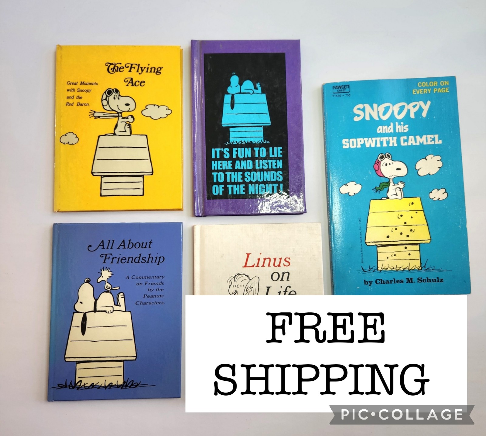 5 Pc. Lot Snoopy Linus Mini Books Charles M. Schulz Peanuts 60s-70s Hallmark USA