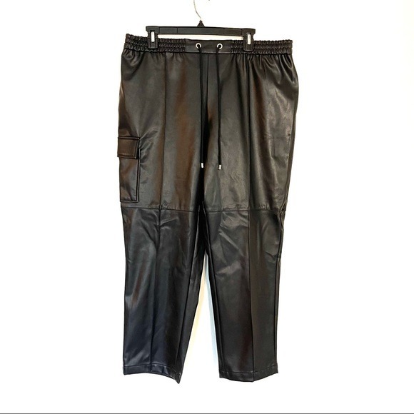 New Calvin Klein Faux Leather Tapered Pants Size 16 Plus Size