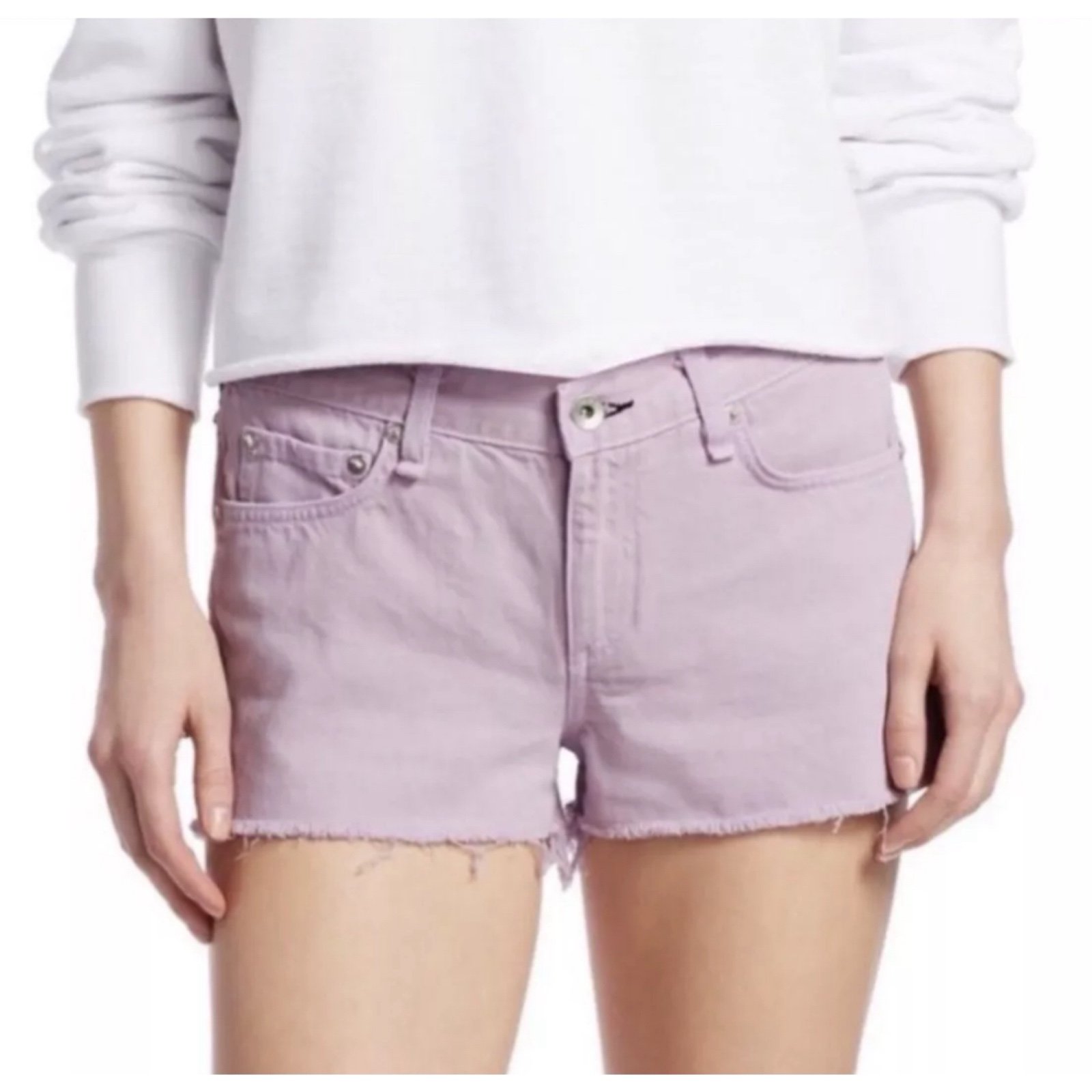 Rag & Bone Women’s Lilac Frayed Hem Cut Off Denim Shorts Size 29 NWT