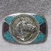 3d Horse Head Turquoise Corel Embedded Stones Silver Frame Buckle Mint Shape
