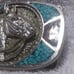 3d Horse Head Turquoise Corel Embedded Stones Silver Frame Buckle Mint Shape
