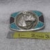 3d Horse Head Turquoise Corel Embedded Stones Silver Frame Buckle Mint Shape
