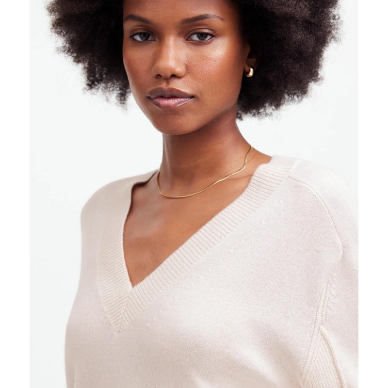 NWT Madewell Cashmere V-Neck Sweater Ivory M