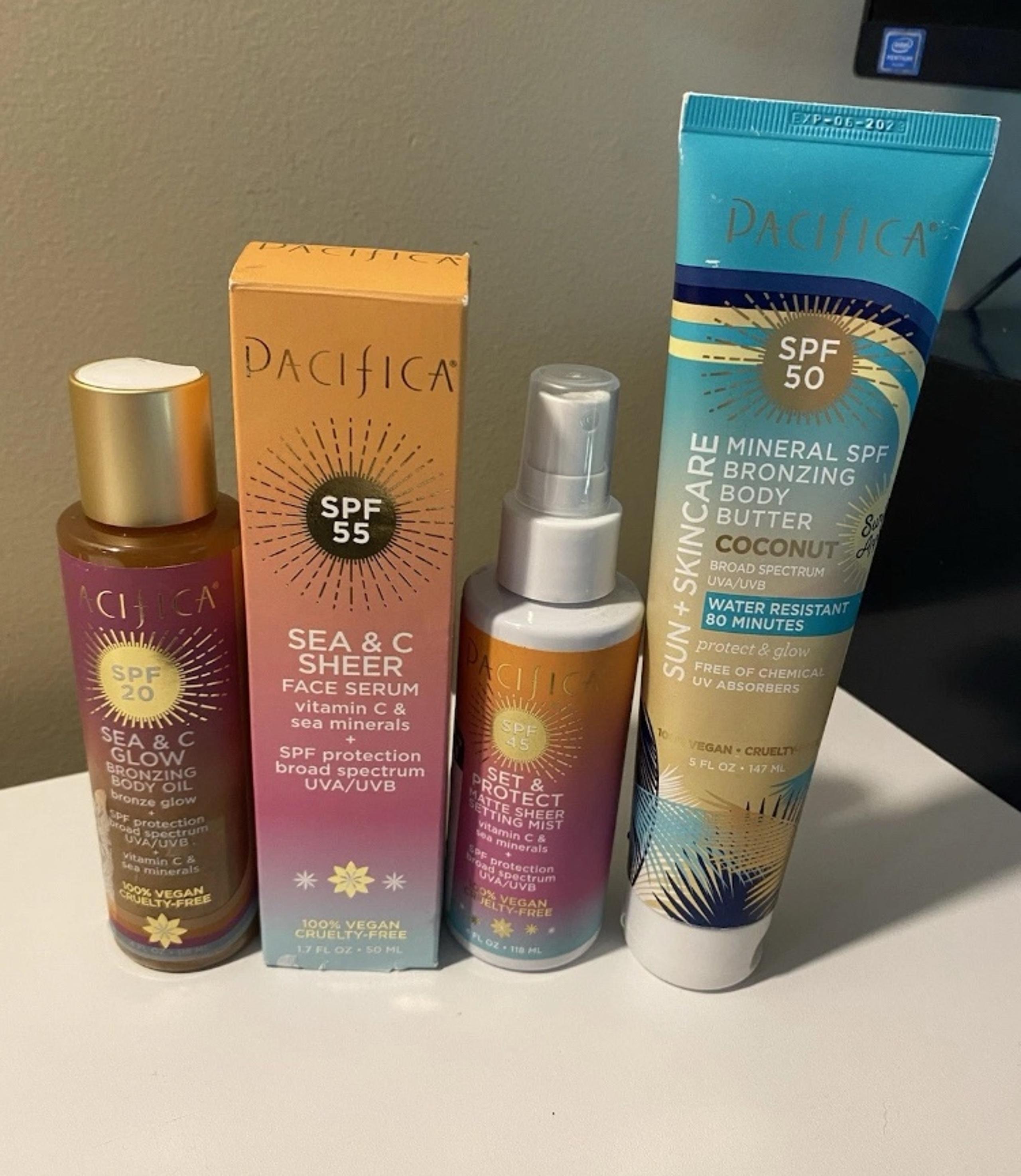 Pacifica Sun & Skincare Gift Set Bronzing Body Butter Setting Mist ETC