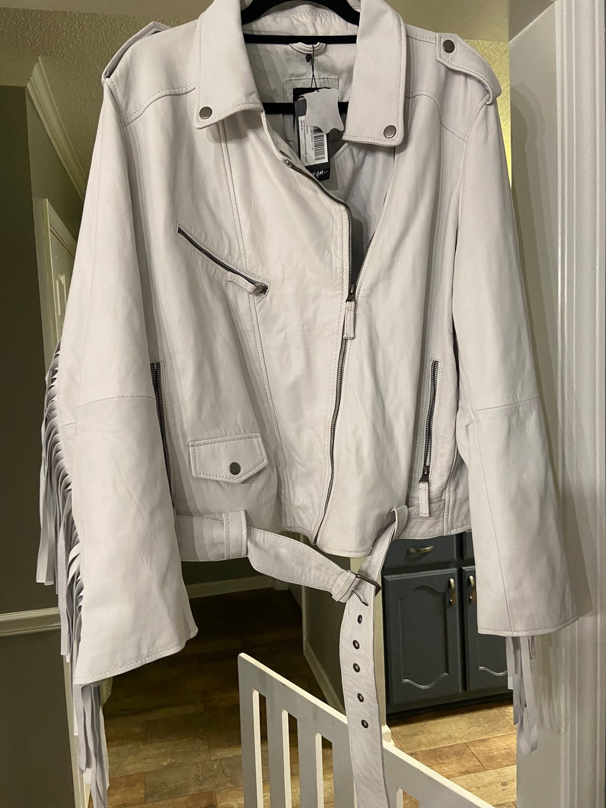 Just Hitched Graphic Leather Fringe Jacket