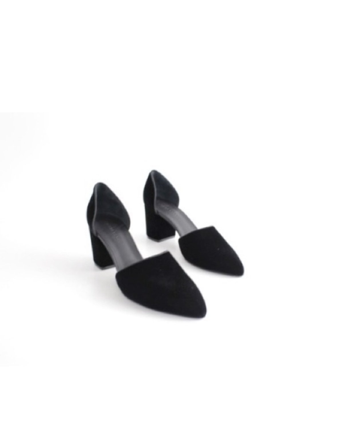 JENNI KAYNE Black Velvet d'Orsay Leather Block Pumps, Size 36.5, MSRP 465