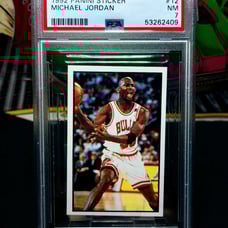 Michael Jordan 1992-93 Panini Sticker #12 Italy PSA 7 NBA Chicago Bulls