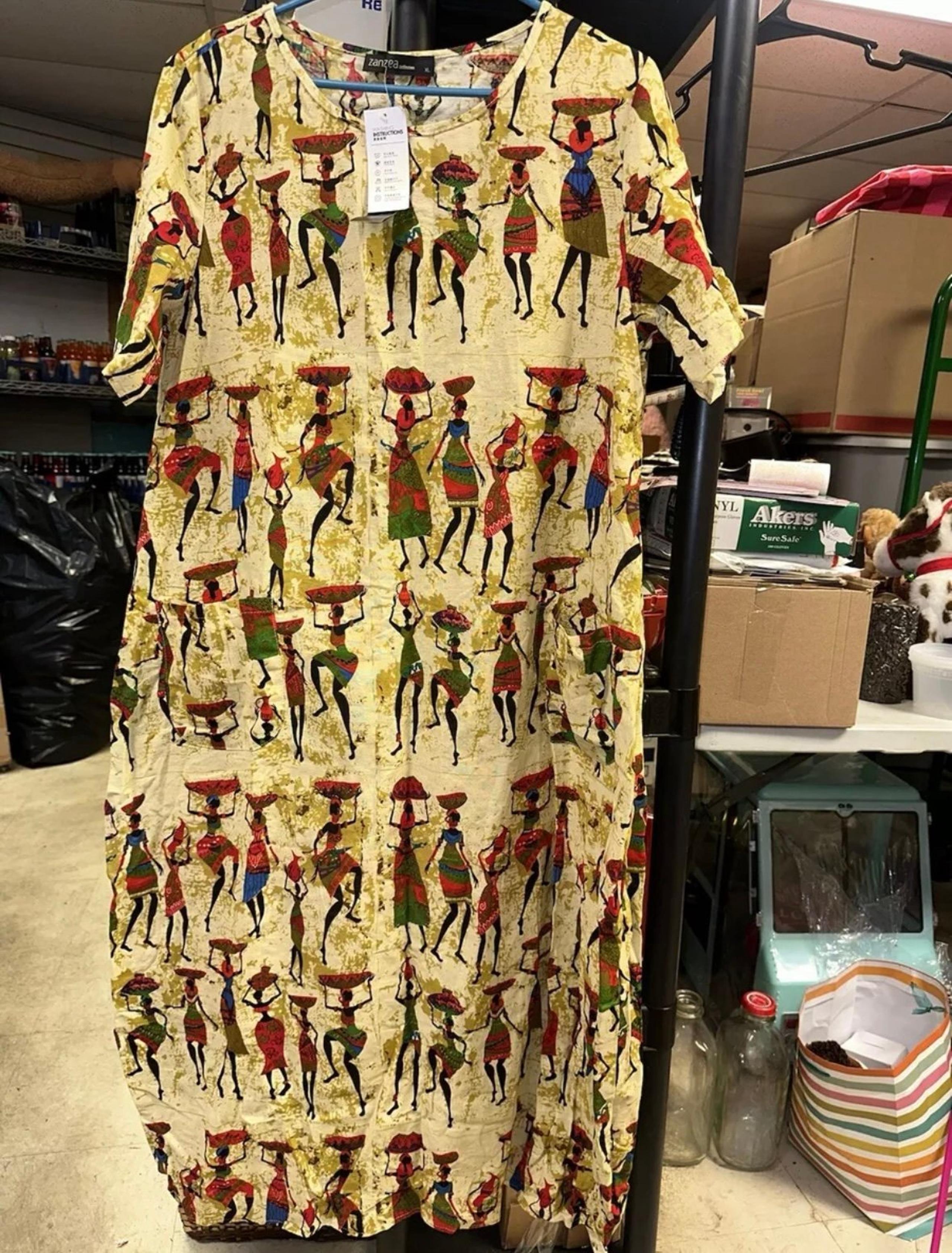 Zanzea Dress African Women Print Size XL 2 Pockets
