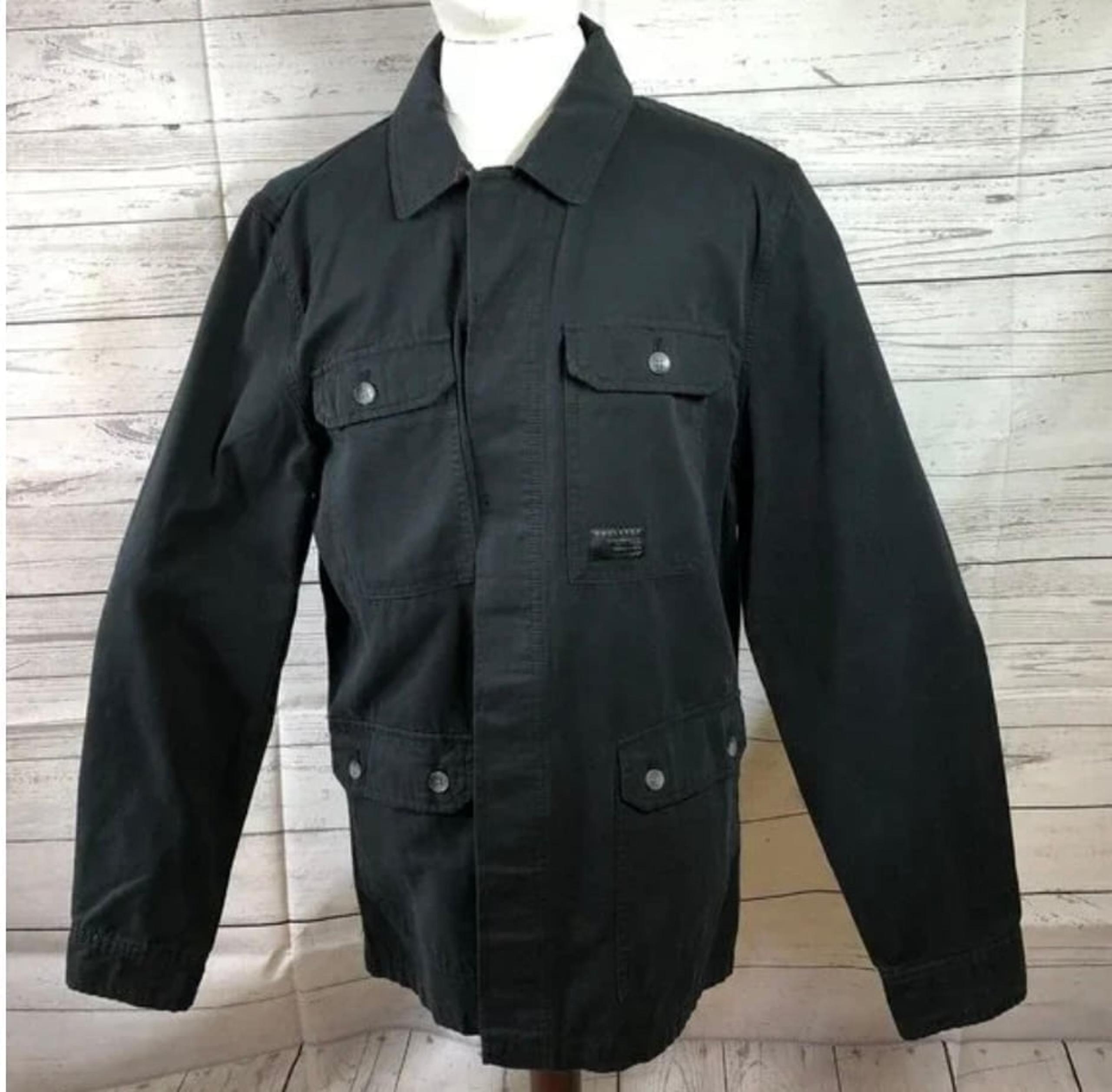 Oakley Mens Size XL Button Up Solid black Shirt Jacket Heavy woven Long sleeve
