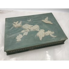 Vintage Genuine Incolay Stone Floral Birds Large Jewelry Box Handcrafted USA