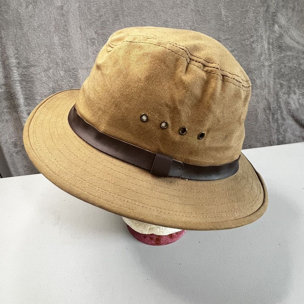 Vintage CC Filson Tin Cloth Packer Hat Made in USA Large Lot #15 Brown