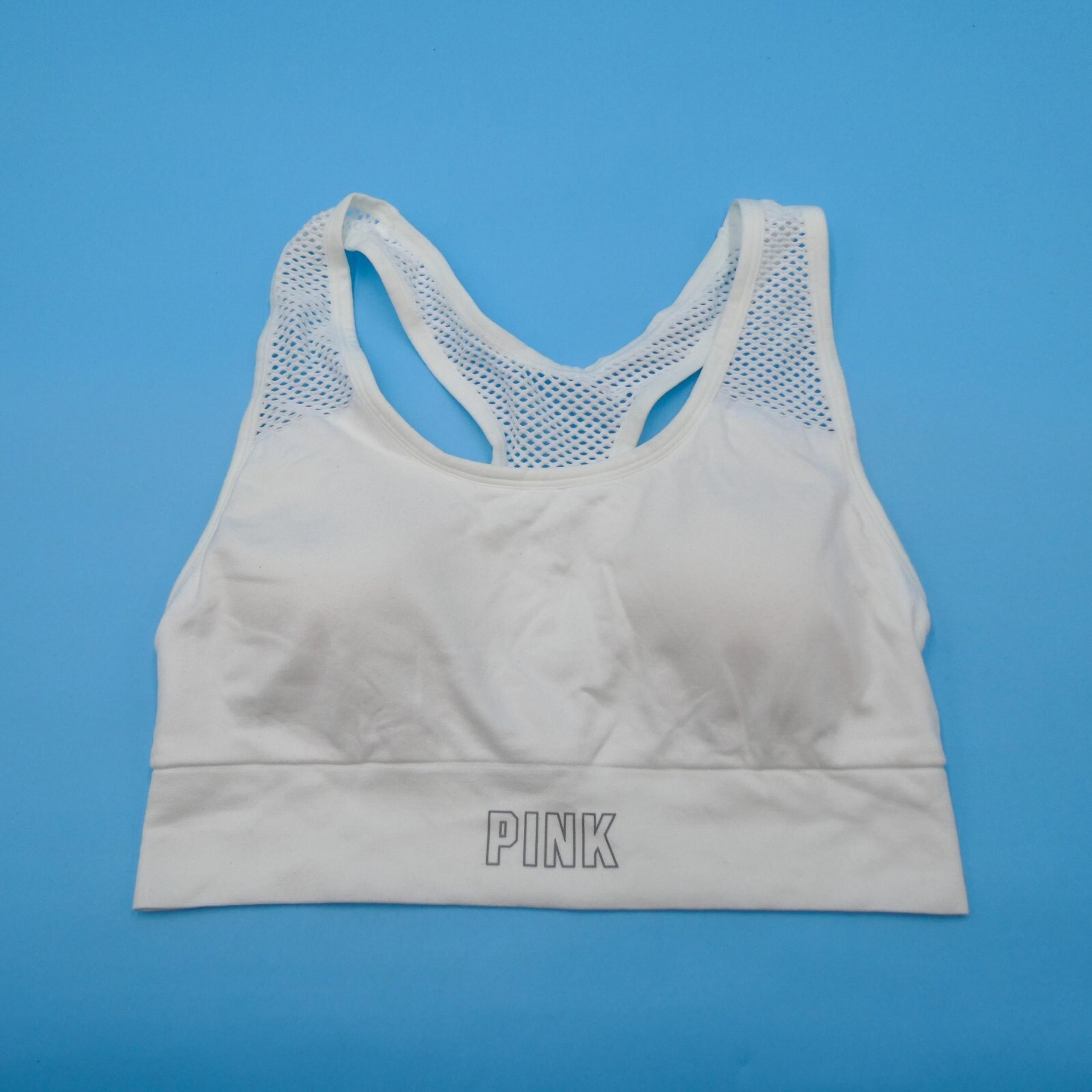Victorias Secret Sports Bra Medum White Padded Seamless Lightly Lined Pullover - Victoria's Secret