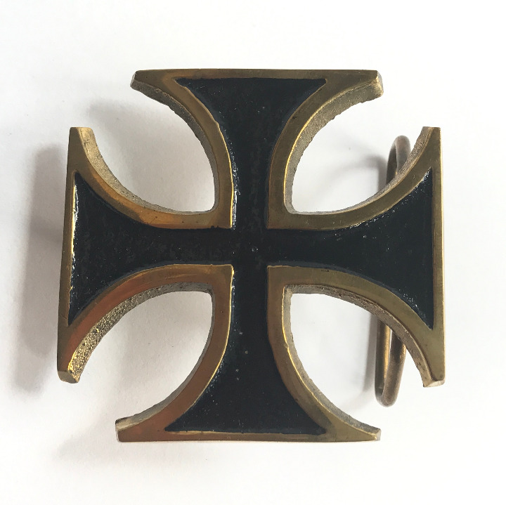 Vintage Solid Brass Cross Belt Buckle