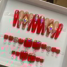 Red Press on nails and toes set