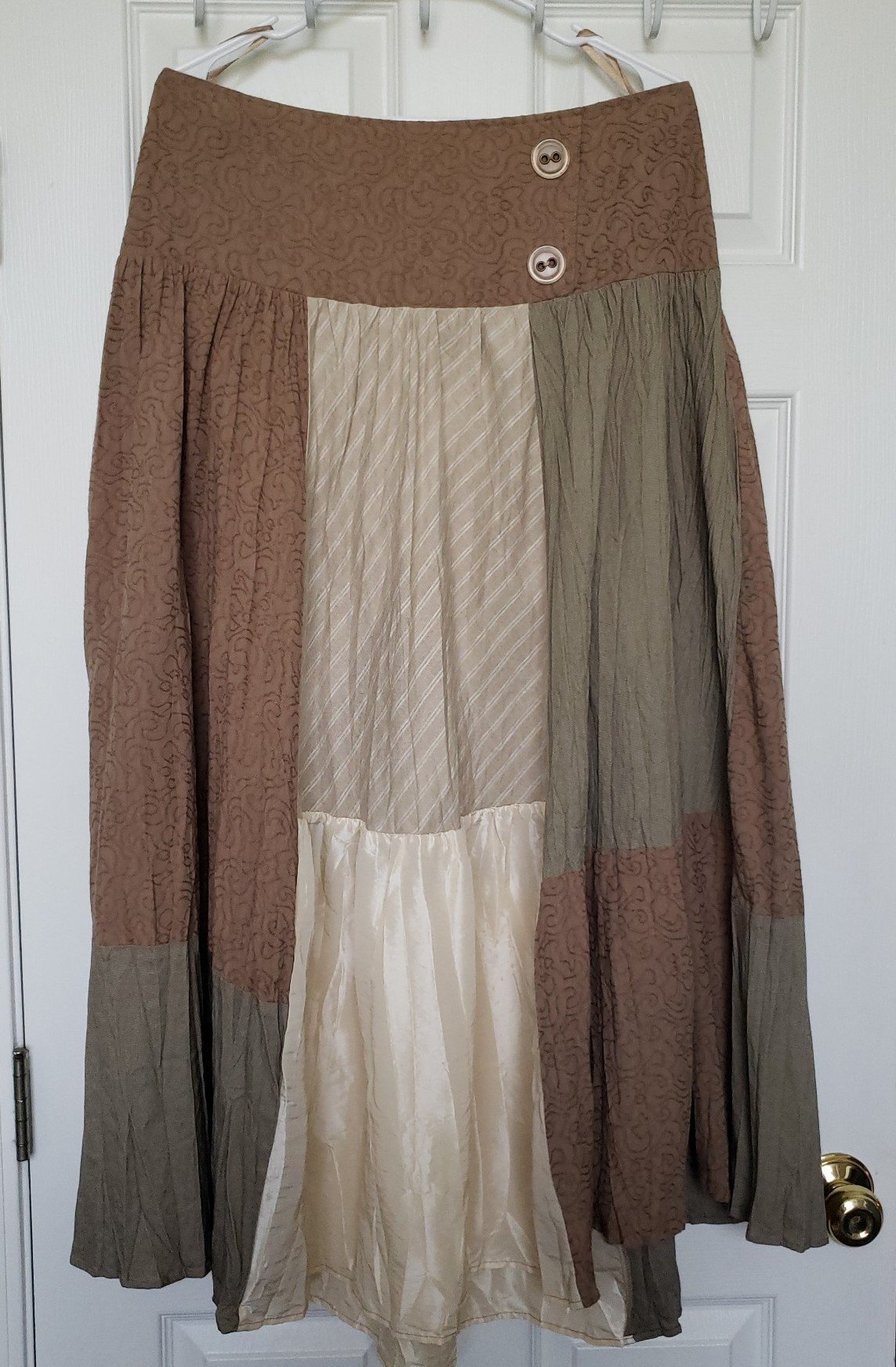 Dstudio Patchwork Cotton Maxi Skirt Mix Print Color Block Sz 12 Cottagecore