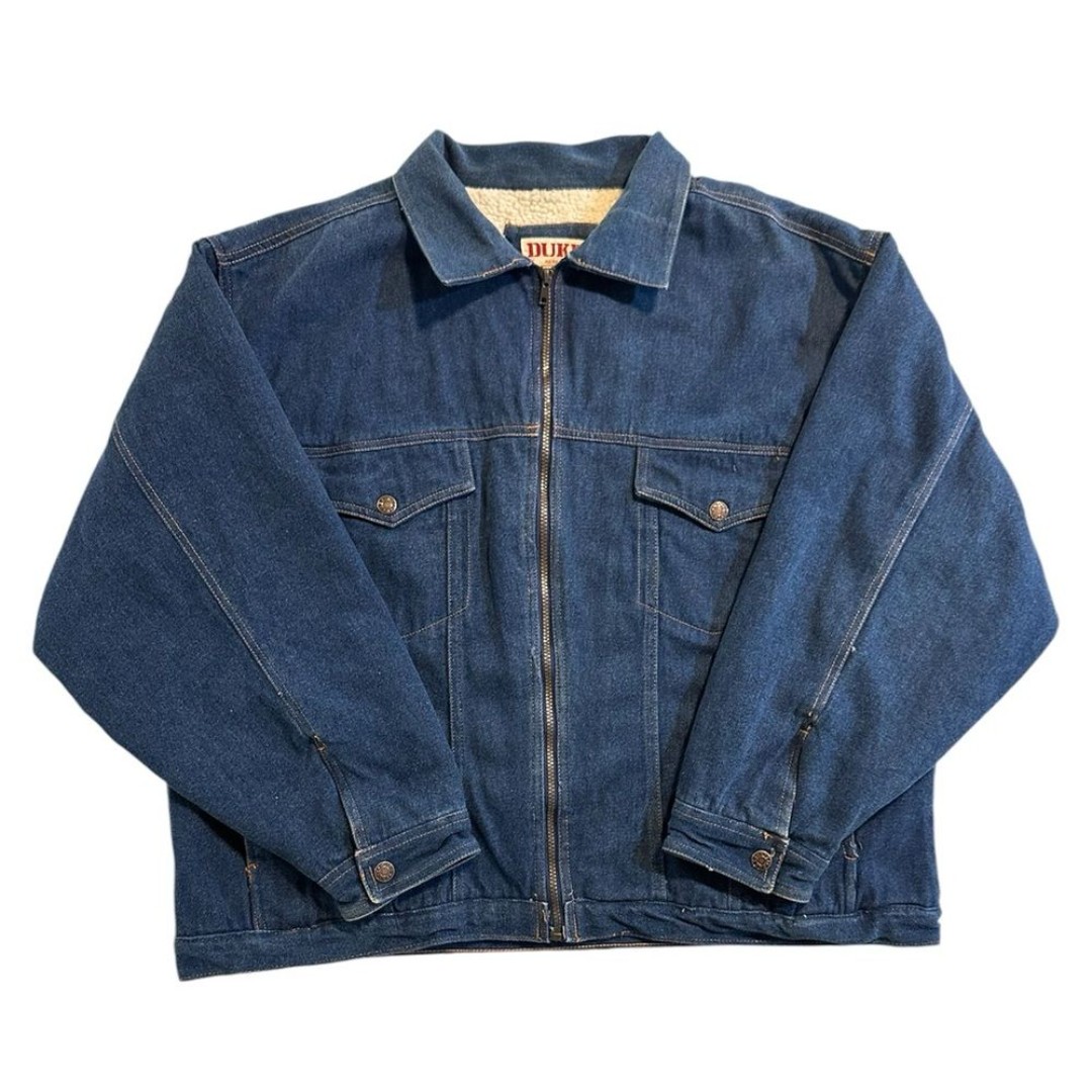 Vintage Duke Haband Dark Wash Jean Denim Jacket Fleece Lined Sz 2XL