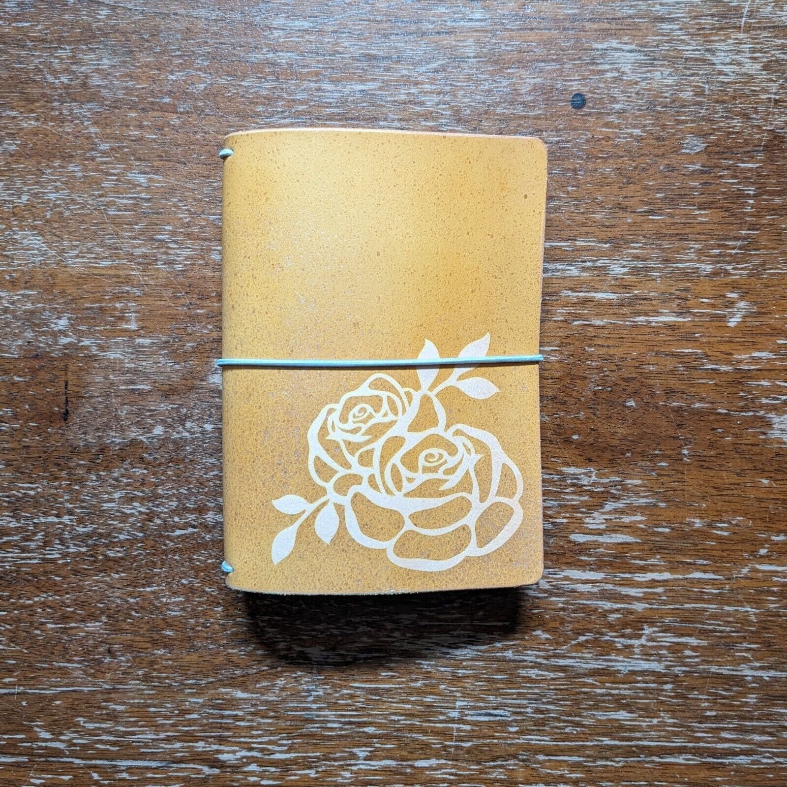 Onica Hanby A6 Traveler's Notebook, Yellow Floral with Shimmer Splatter