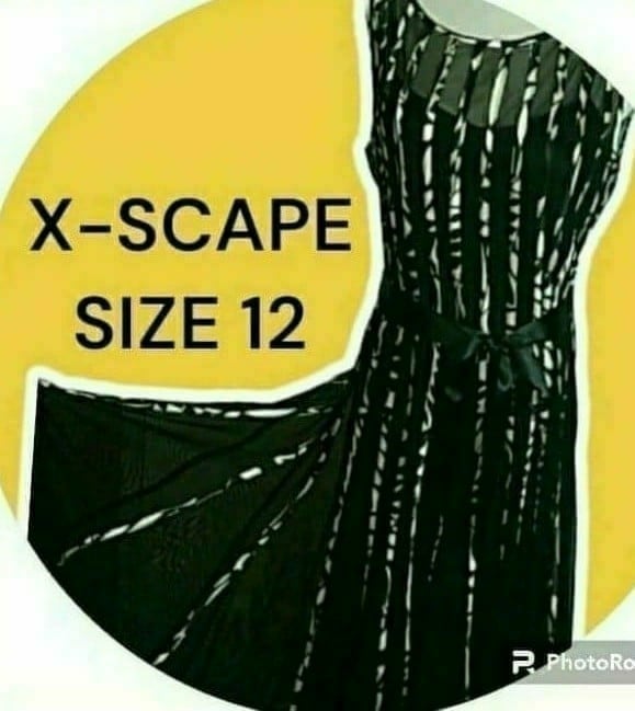 XSCAPE EVENING DRESS MESH FULL SKIRT MIDI SLEEVELESS DRESS SIZE 12 WOMENS SZ 12