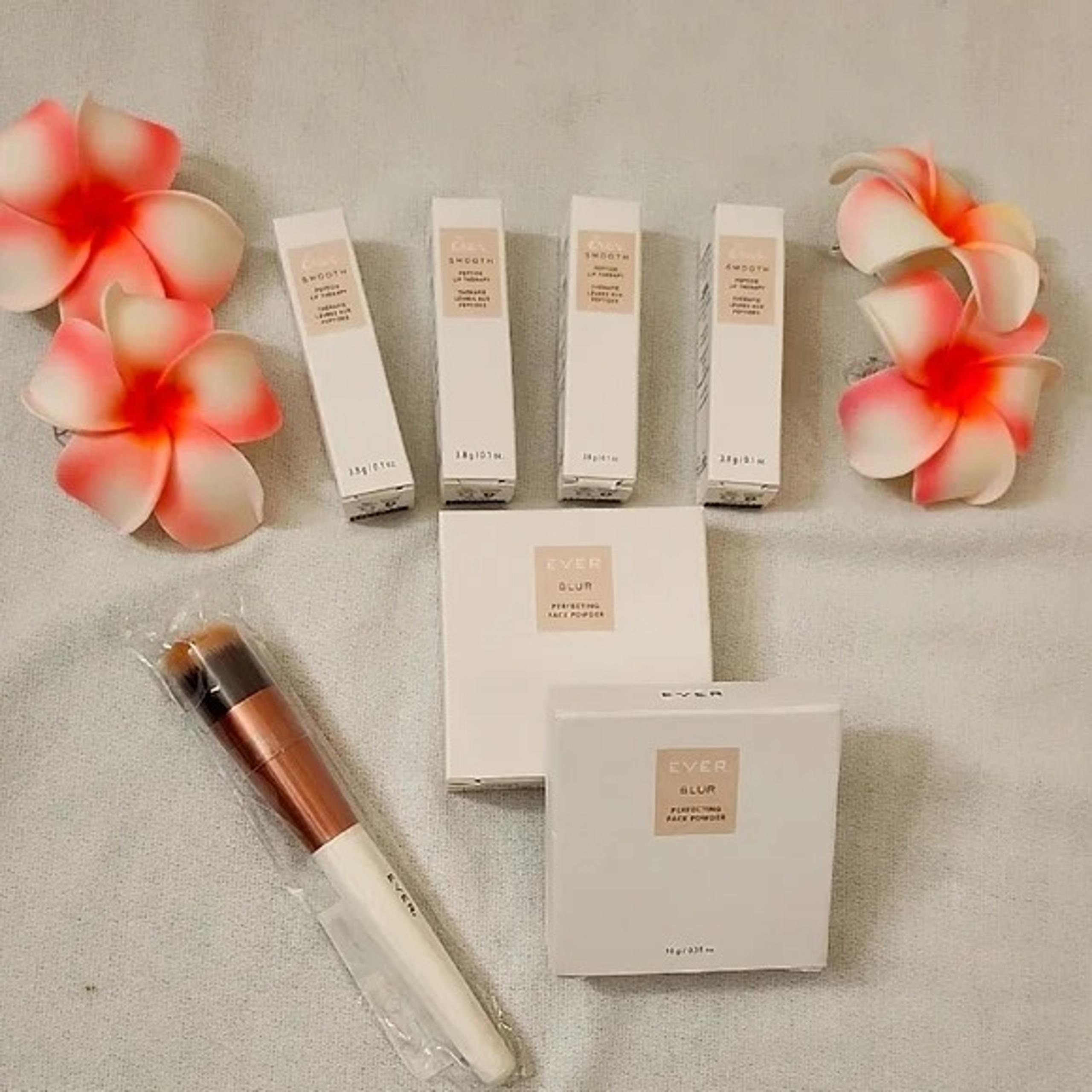 Ever Perfecting Powder and Peptide Lip Therapy Makeup Set with Brush